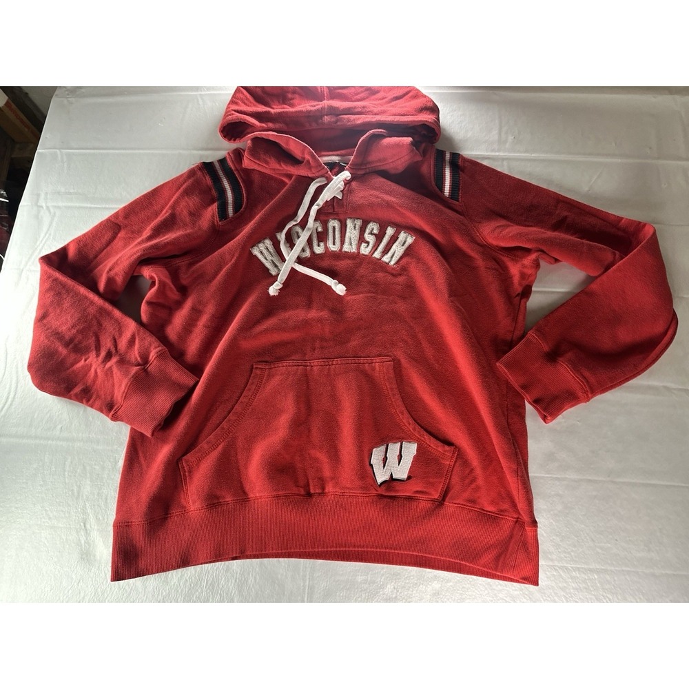 VTG University of Wisconsin Badgers Hoodie Adult Large Red‎ College Sweatshirt
